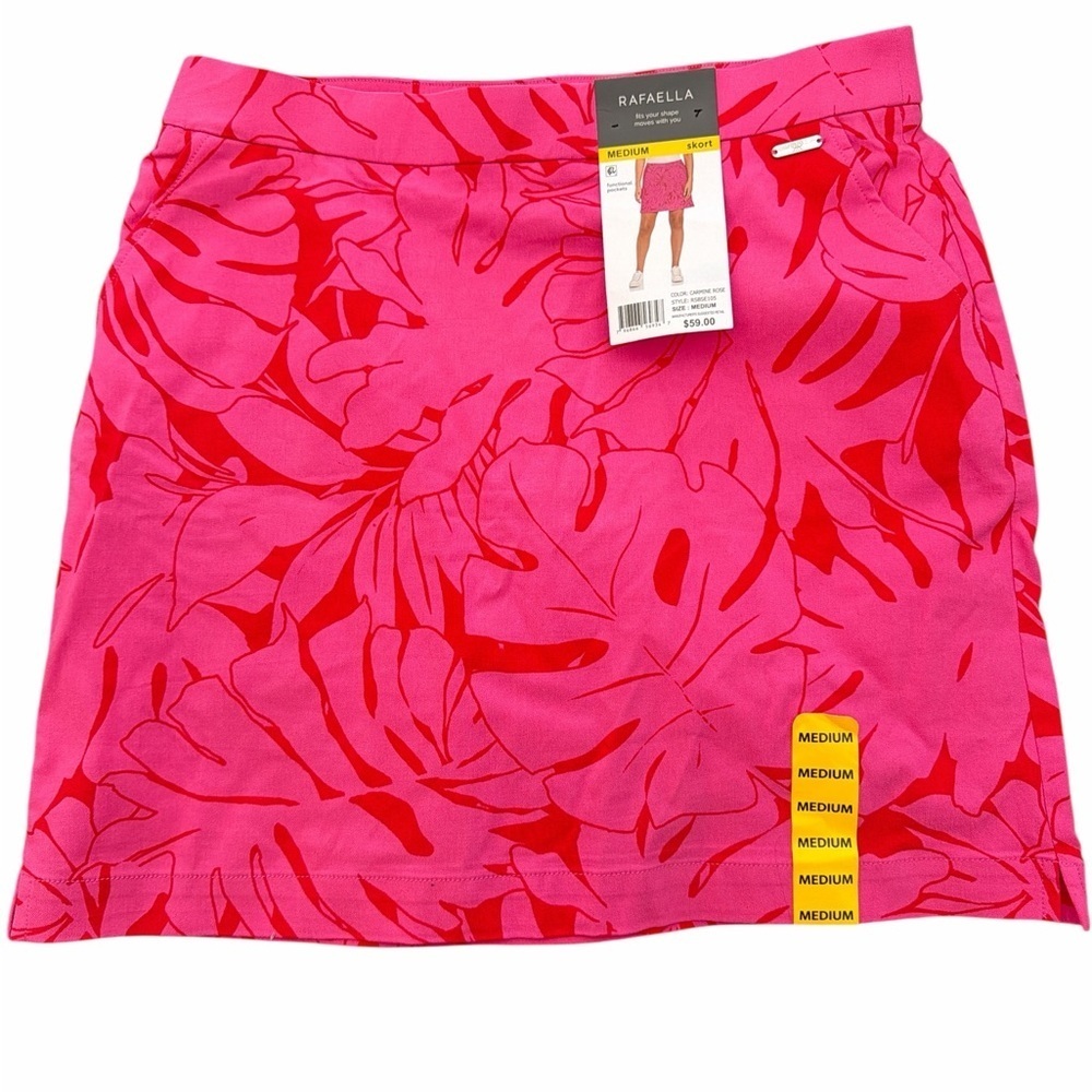 Rafaella Women's Comfort Waistband Front Pockets Stretch Skort Carmine Rose NWT